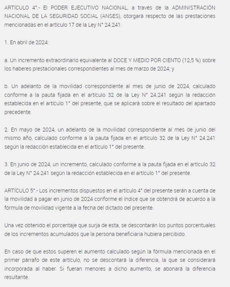 Artículos 4° y 5° del Decreto 274/2024
