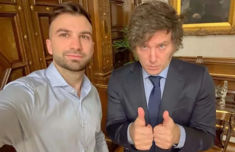 Javier Milei junto con Mauricio Novelli en Casa Rosada.