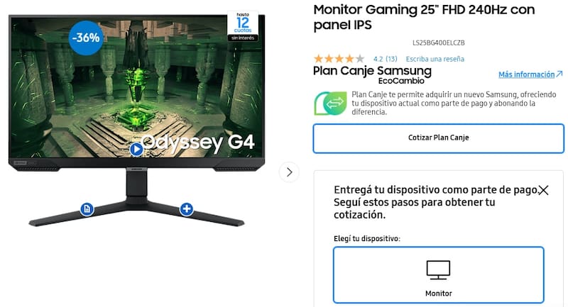 En la página de cada producto se puede acceder al apartado del Plan Canje.