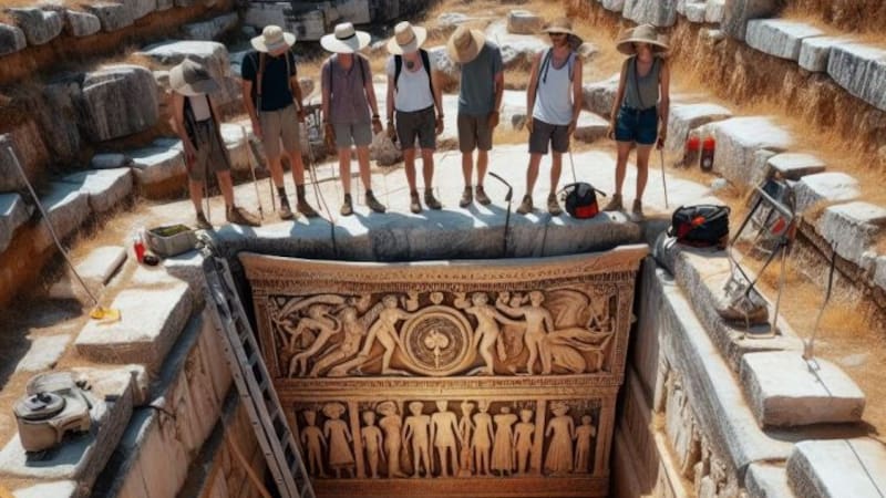 Las recientes excavaciones dejaron al descubierto una estructura monumental que sorprende por su tamaño y estado de conservación (Fuente: Generador de Imágenes Microsoft Bing).