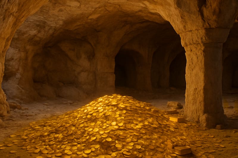 Imagen ilustrativa del taller repleto de oro hallado en China.