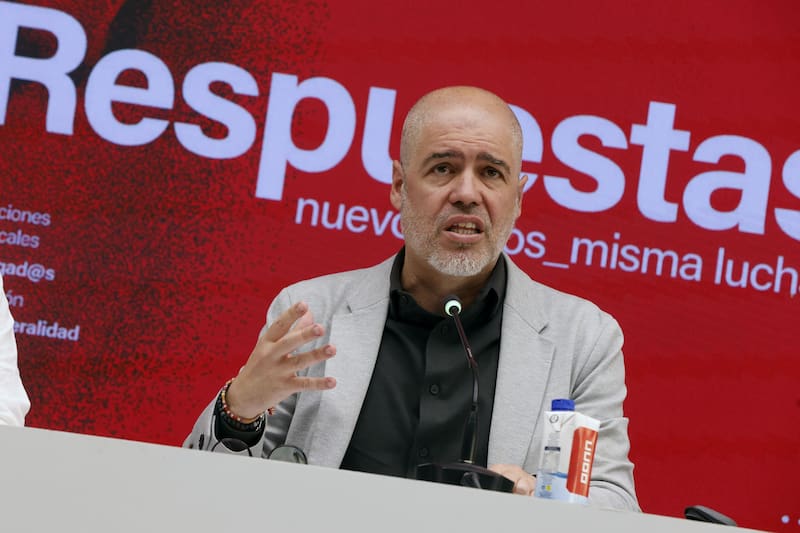 Unai Sordo, secretario general de CCOO durante una exposición en el 13 Congreso Confederal del sindicato(Fuente: EFE / Blanca Millez)