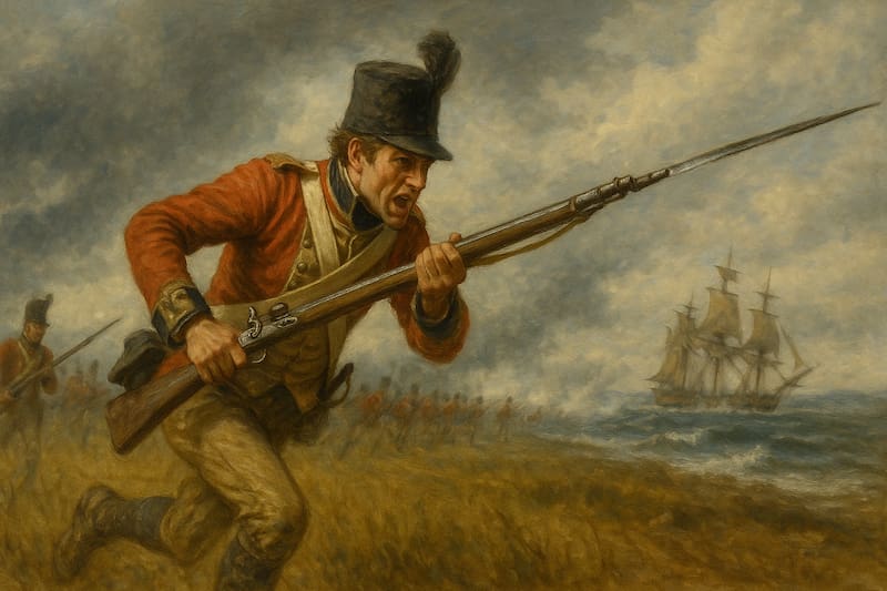Representación de un soldado inglés durante la época de la guerra contra sus colonias norteamericanas. (Imagen creada por ChatGPT)