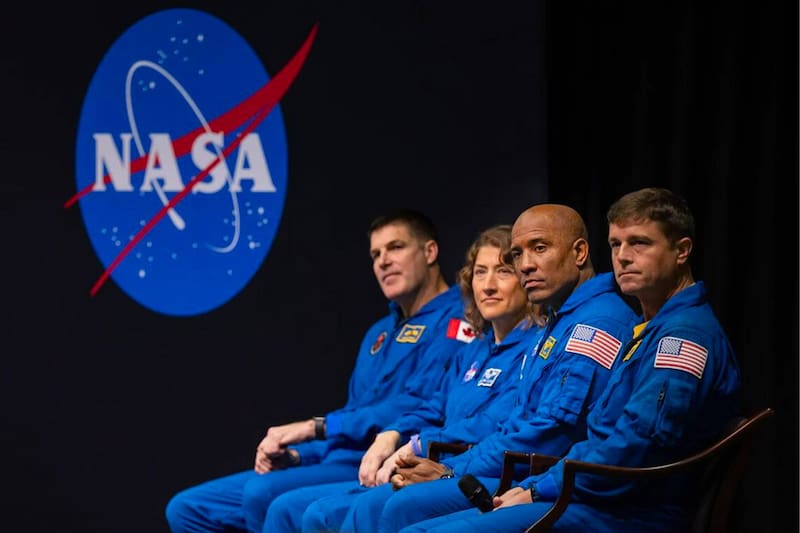 La tripulación del Artemis II: Christina Koch, Victor Glover, Reid Wiseman y Jeremy Hansen.
