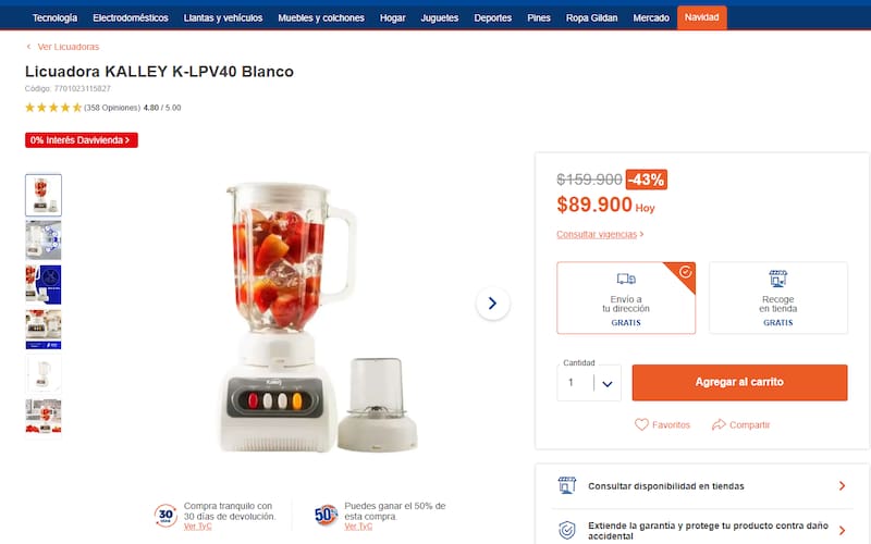 Licuadora Kalley K-LPV40: Potente, duradera y con un increíble descuento del 43% (Foto: archivo).