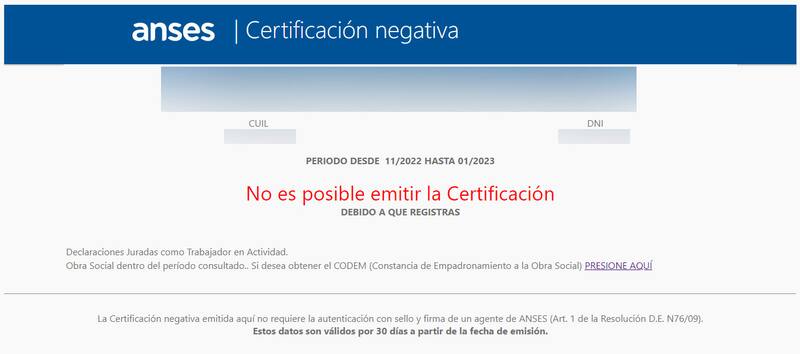 Si al ingresar los datos, no es posible emitir el documento, significa que las persona no podrá comprar dólares al precio oficial