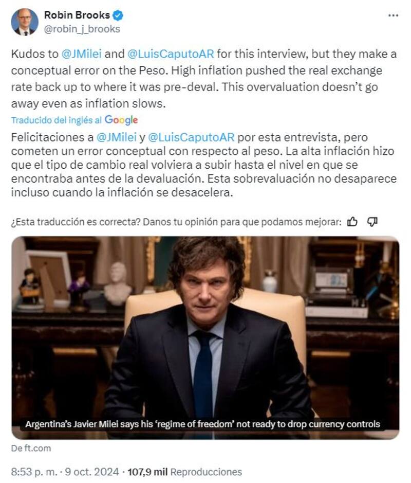 Els posteo de Brooks en X.