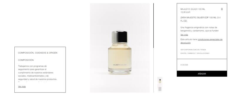 El perfume Majestic Silver de Zara. (Foto: zara.com)