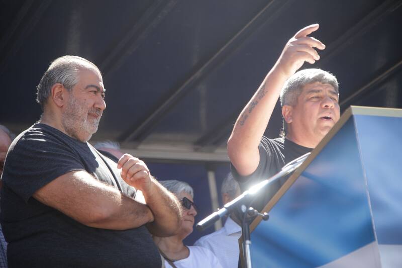Héctor Daer y Pablo Moyano, durante una de las demostraciones de la CGT en enero.