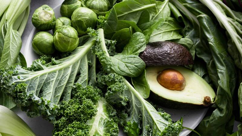 Verduras de hojas verdes para la vitamina B.