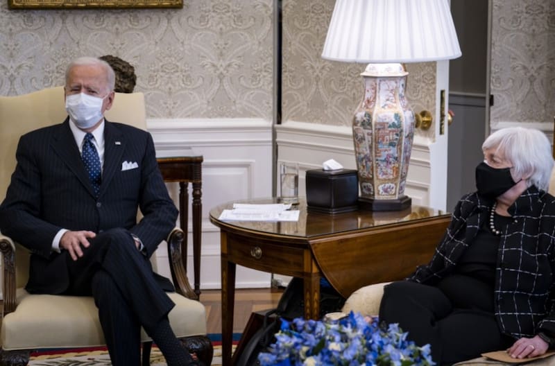 El presidente Joe Biden y Janet Yellen, la secretaria del Tesoro de Estados Unidos