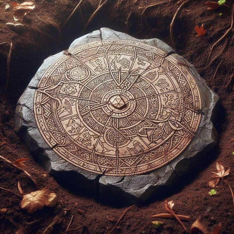 Ilustración de un mapa en piedra. Fuente: Bing AI.