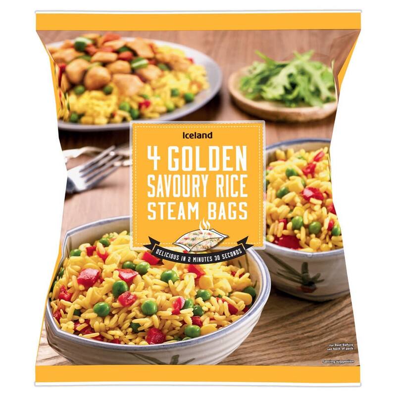 Este es el 4 Golden Savoury Rice Steam Bags (4 bolsas de arroz sabroso al vapor) de la marca Iceland (Foto: iceland.co.uk)
