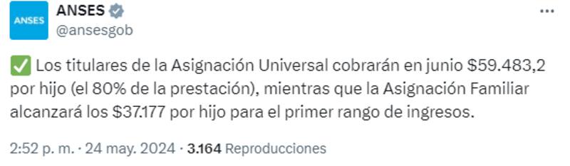 ANSES confirmó el aumento de la AUH desde junio