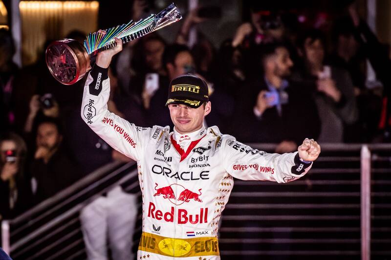 Max Verstappen luego de ganar el GP de Las Vegas en 2023. Foto: Shutterstock.
