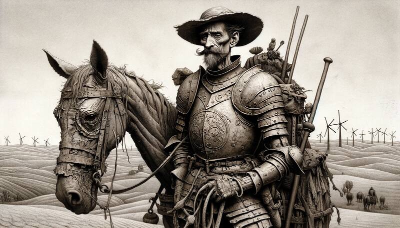 Así se imagina ChatGPT a Don Quijote de la Mancha, el popular personaje de la novela más grande que ha dado el idioma español. (Imagen: ChatGPT/DALL-E)