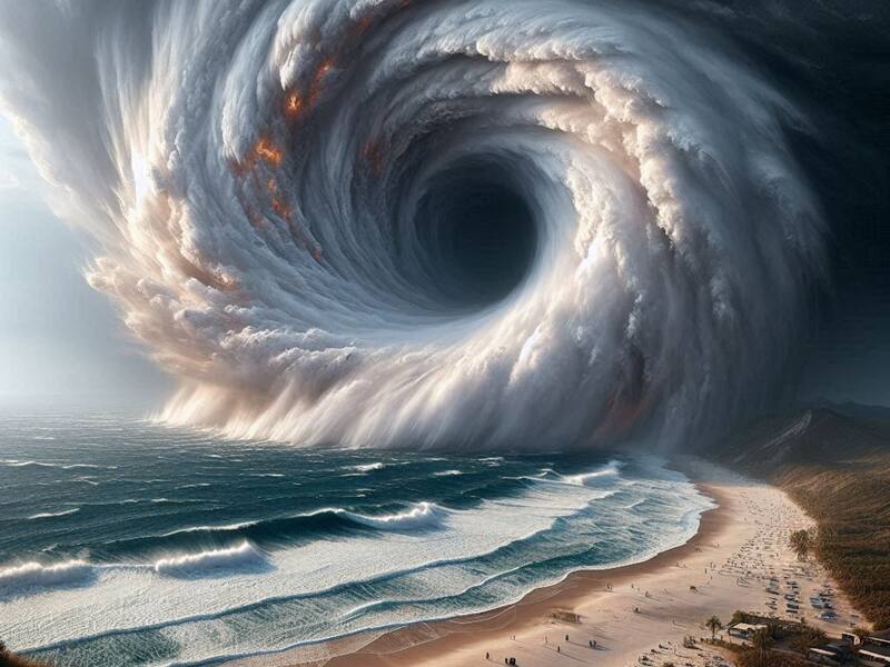 Representación del megahuracán categoría 6. Foto: Bing