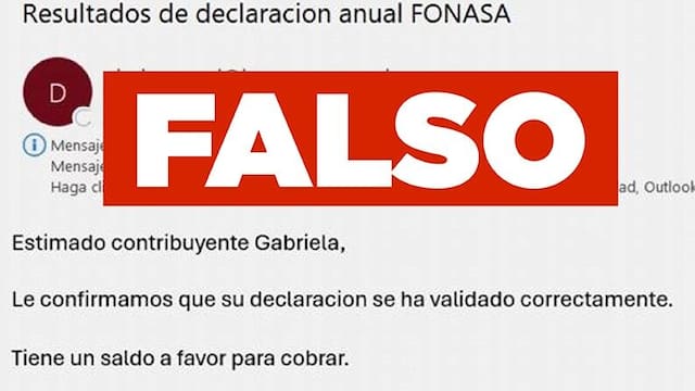 Alertan por correos falsos que buscan robar datos personales utilizando la devolución de Fonasa