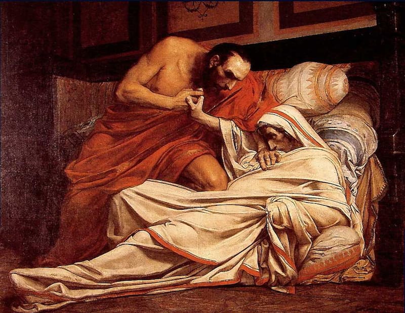 La muerte de Tiberio por Jean-Paul Laurens, describe el asesinato del emperador por órdenes de Macrón. (Imagen: Wikimedia Commons)