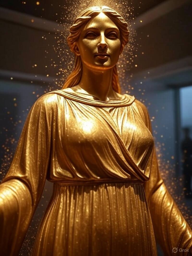 Ilustración de la diosa Victoria en oro. Fuente: Grok IA.