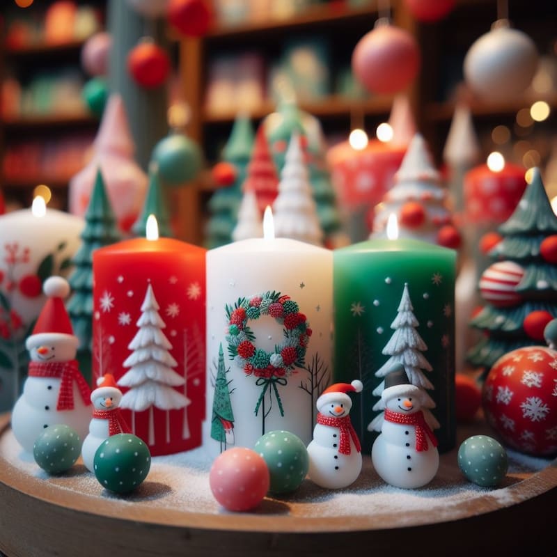 Velas con los colores de la Navidad. Fuente: Bing AI.