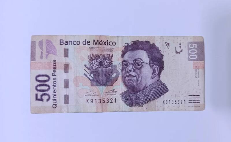 Anverso del billete de 500 pesos. Foto: mercadolibre.com.mx.