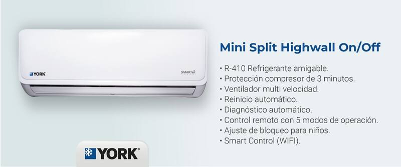 Las funciones del aire acondicionado mini Split High wall que York fabricará en Tierra del Fuego