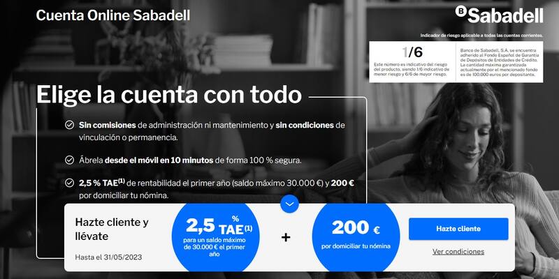 Cuenta Online Sabadell (Imagen: captura de pantalla)