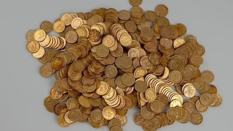 Imagen ilustrativa de las monedas de oro halladas en Estados Unidos en el 2023. Fuente: Archivo.