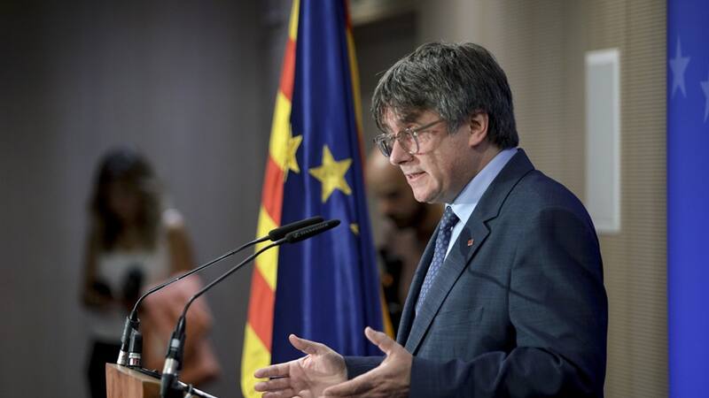 Carles Puigdemont durante su comparecencia, en Bruselas, Bélgica.