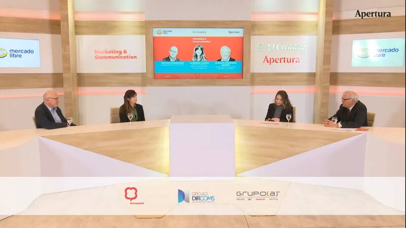 Gustavo Koniszczer (FutureBrand), Almendra Ogdon (Movistar) y Mariano Fernández Madero (AAM), moderados por Agustina Devincenzi (El Cronista).