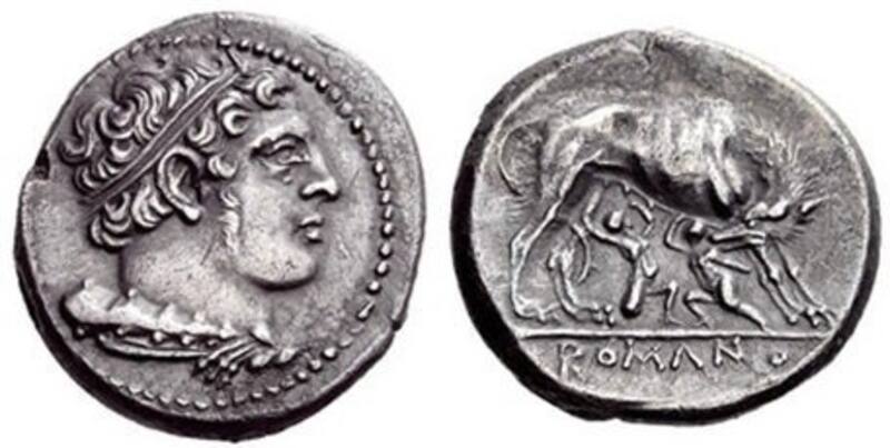 Moneda de plata de Osca (Siglo II a.C.).