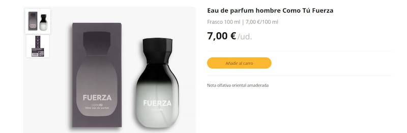 El Eau de Parfum Como Tú Fuerza refleja la sofisticación de una fragancia de alta gama. (Foto: mercadona.es)