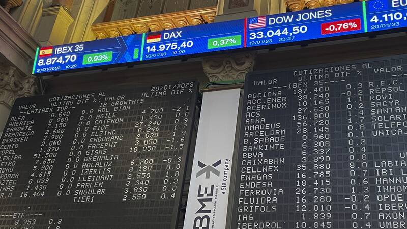 El cierre de jornada de la Bolsa de Madrid.