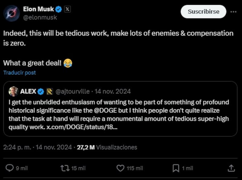 Adiós a la reducción de la jornada laboral: Elon Musk exige que a las personas con un "coeficiente intelectual muy alto" no se les pague por su trabajo. (Imagen: captura de pantalla)