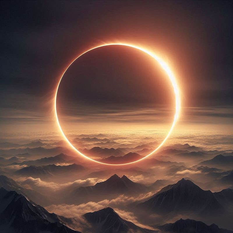 Eclipse anular de sol. Fuente: Bing AI.