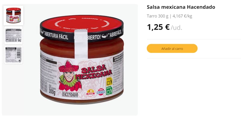 La salsa mexicana tiene ingredientes de origen vegetal. (Foto: mercadona.es)