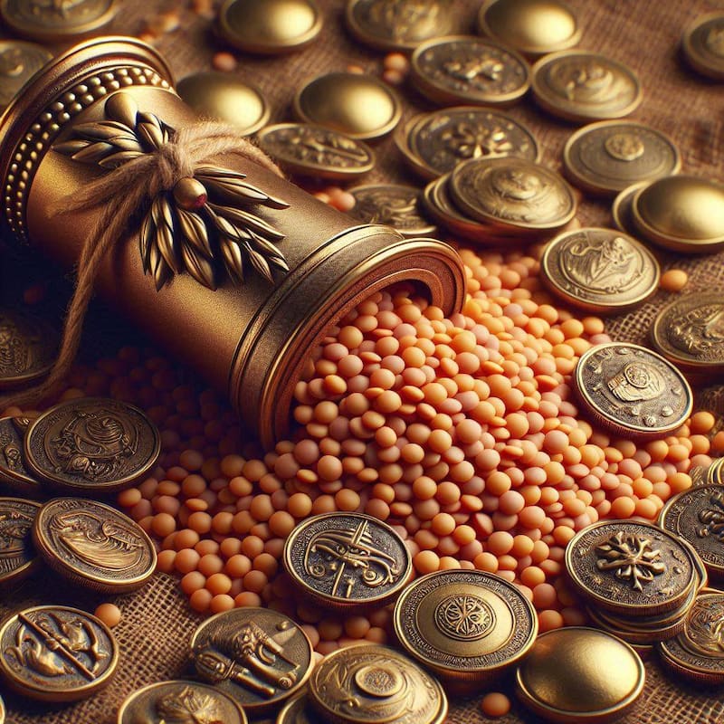 Ritual con lentejas. Fuente: Bing AI.