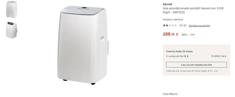 La opción portátil de Saivod también es financiable y tiene un descuento ideal para tí (Foto: www.elcorteingles.es)