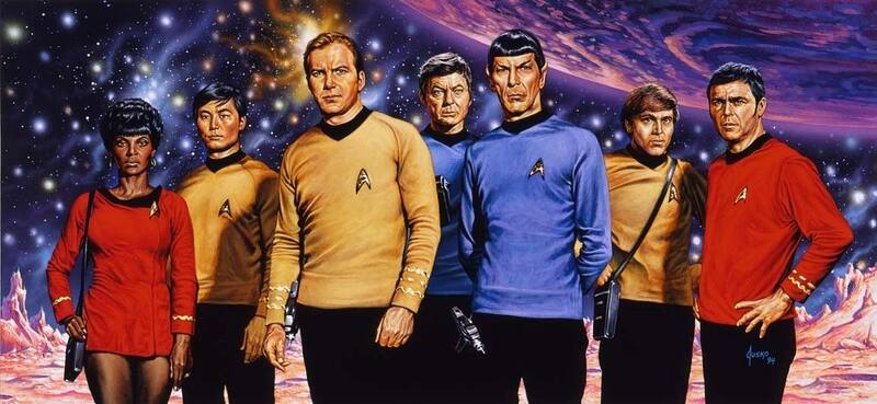 Ilustración de los personajes de Star Trek, la serie original que se estrenó en NBC el 8 de septiembre de 1966.