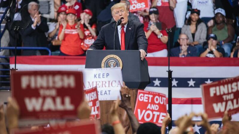 El presidente norteamericano Donald Trump en un acto de campaña en el estado de Florida