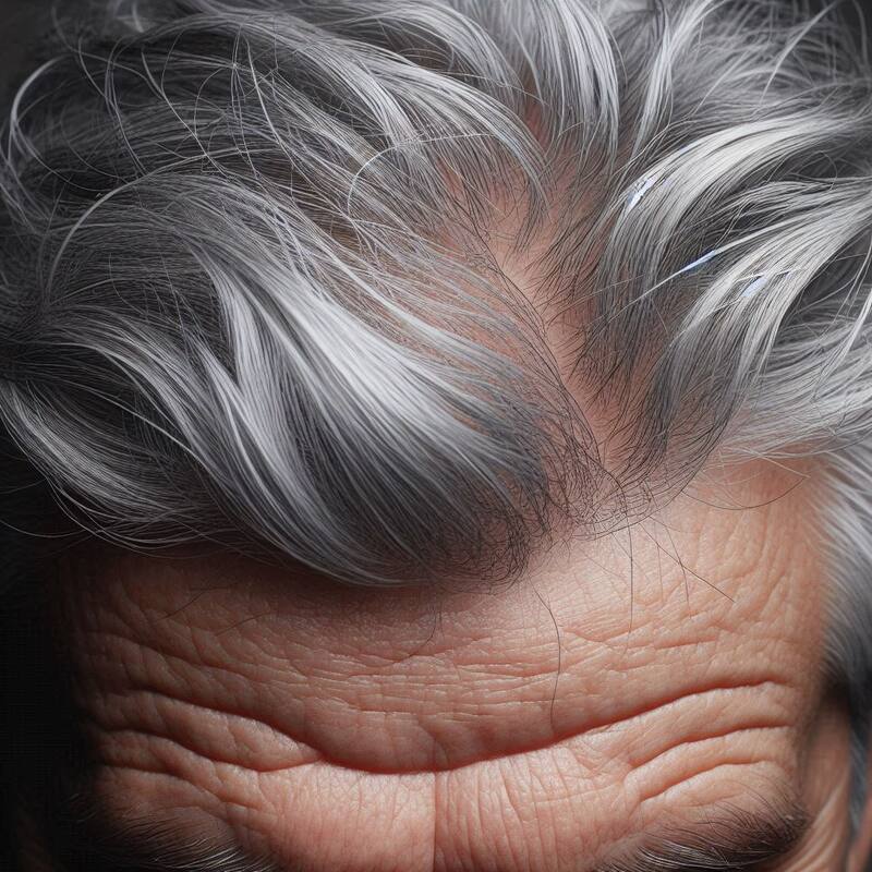 Persona con pelo con canas. Fuente: Bing AI.