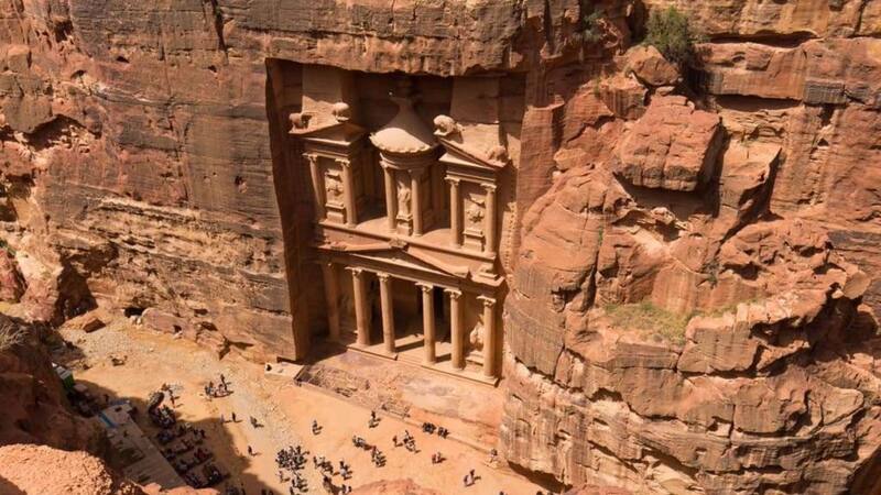 El famoso Tesoro de Petra oculto en Jordania y declarado Patrimonio de la Humanidad. Fuente: Archivo.