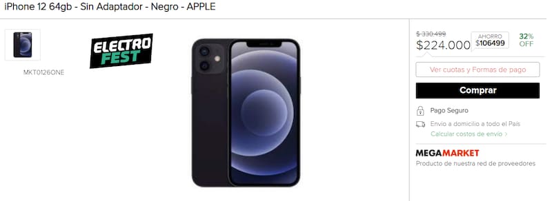 iPhone 12 de 64 GB de almacenamiento rebajado por el ElectroFest.