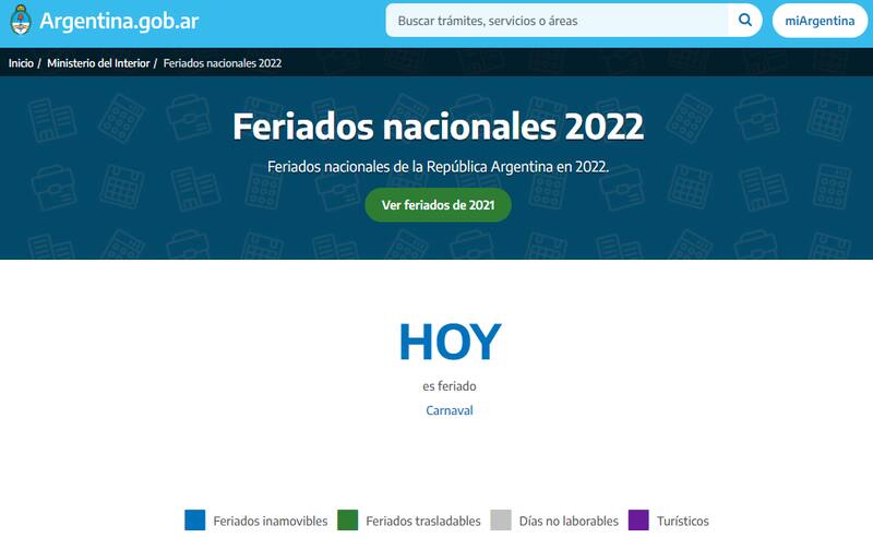La página inicial este 3 de enero, que aseguraba que se trataba de un día feriado
