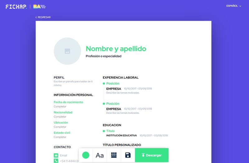 Crea tu CV de Fichap.