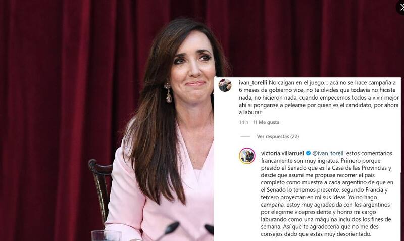 La respuesta de Villarruel a un posteo suyo en Instagram. (elDiarioAr)