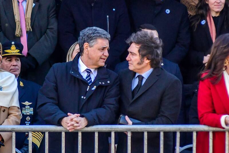 Jorge Macri y Javier Milei, durante los festejos del último 9 de Julio