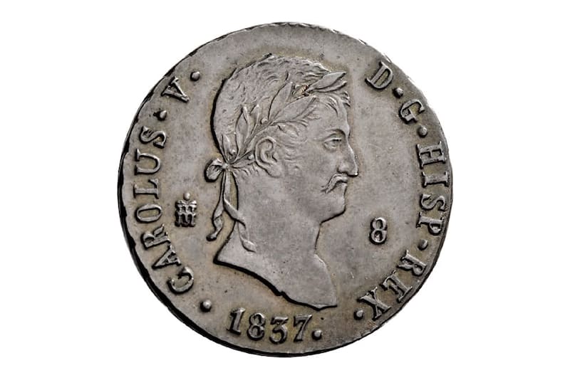 La moneda del pretendiente Carlos V puede costar hasta 5000 euros (Fuente: Wikimedia Commons / Casa Vico)