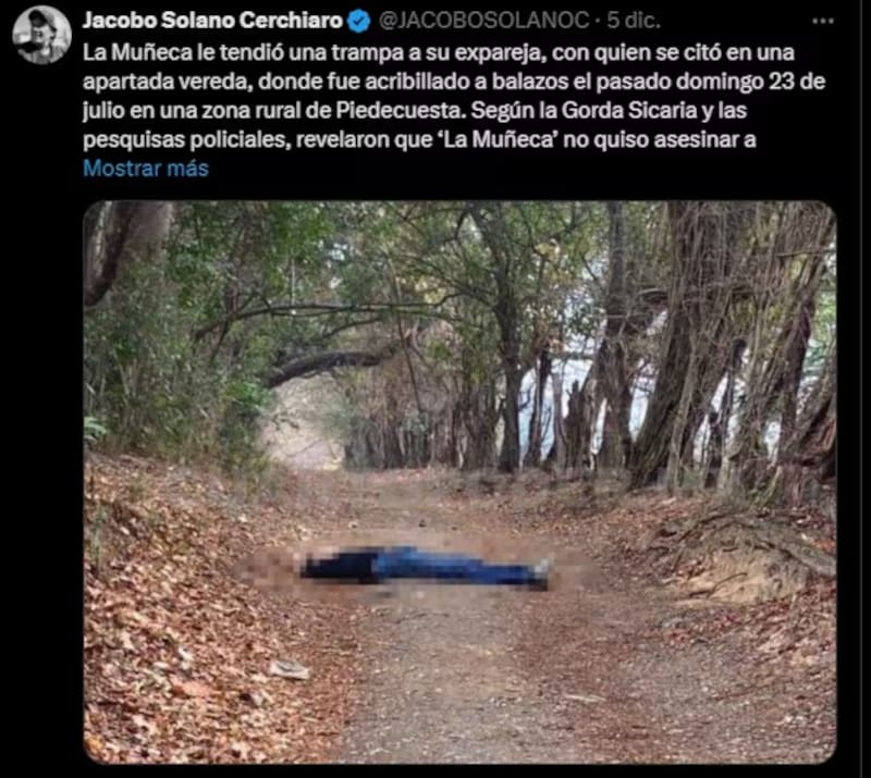 Detalles de la investigación contra "La Muñeca" (Fuente: redes sociales de Jacobo Solano Cerchiaro).